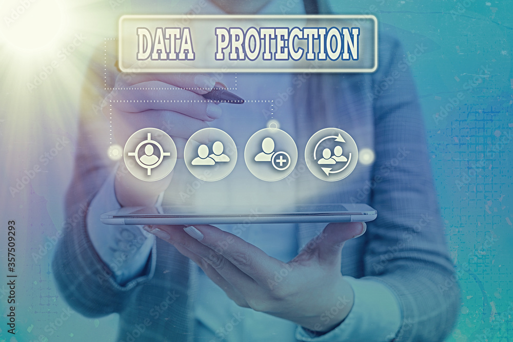 Poster conceptual hand writing showing data protection. concept meaning safeguarding information away from 