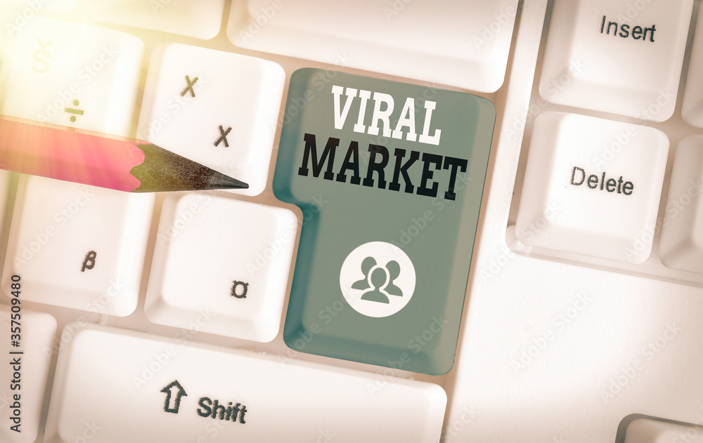 Poster writing note showing viral market. business concept for network passing and spreading message or vid