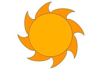 Sol brillante amarillo y naranja con rayos