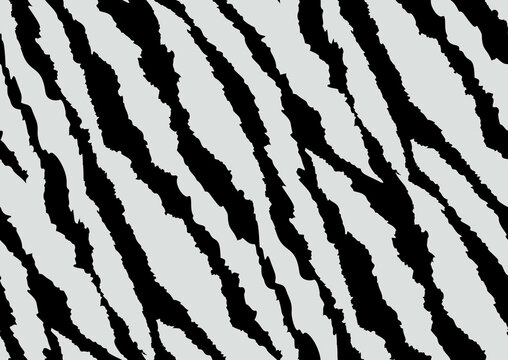 Abstract styled animal skin tiger seamless pattern design. Bold african print with organic shapes texture. Black and white