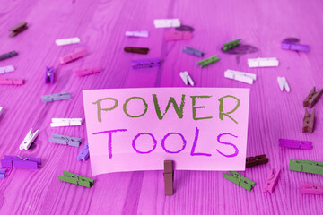 Word writing text Power Tools. Business photo showcasing tools powered by an electric motor mostly...