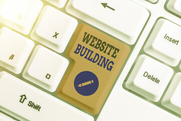 Word writing text Website Building. Business photo showcasing site is constructed according to the...