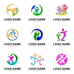 set of kids care logo collection