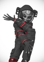 Obraz na płótnie Canvas alien astronaut on street dance pose