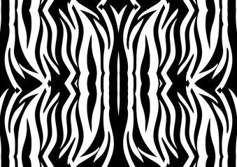 Zebra tribal ornament seamless pattern in abstract style. Line texture background. Modern abstract geometric art.