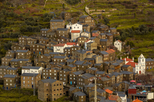 Landscape of a historical village of Piodao (Piod&atilde;o) in Portugal. Piod&atilde;o schist Village