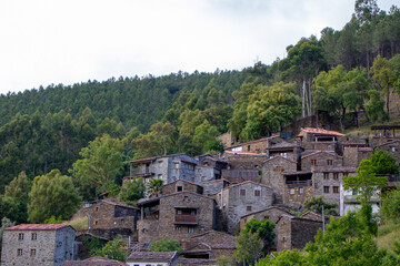 Fototapeta na wymiar Shale village on the hillside of Serra da Lousã, in Coimbra, Portugal