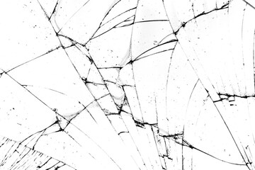 glass in cracks on a white background.