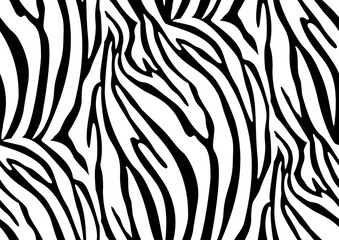 Obraz na płótnie Canvas Zebra seamless pattern in abstract style on black background. Vector illustration. Camouflage.