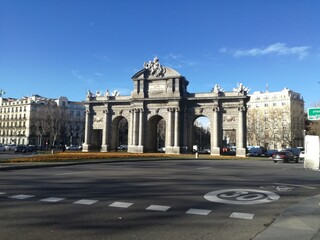 The Puerta de Alcala at Independence Square, Madrid, Spain.