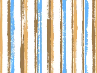 Papier peint Rayures verticales Coup de pinceau aquarelle rayures irrégulières vecteur modèle sans couture. Imprimé à carreaux tartan texture ancienne