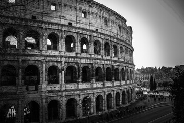 The Colosseum in Rome, Italy. Ancient Roman Colosseum is one of the main tourist attractions in Europe.