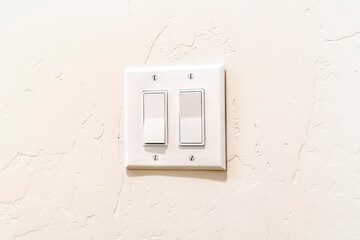 Indoor multiple rocker light switch with broad flat levers and cover plate