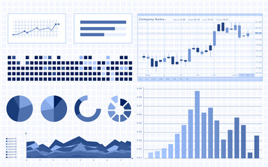 Fintech concept. Illustration of charts and statistic information