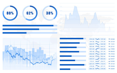 Fintech concept. Illustration of charts and statistic information