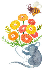 花束とねずみと蜂