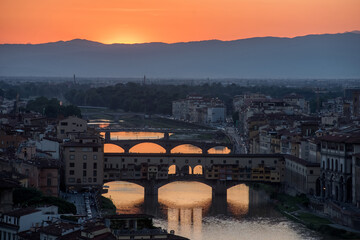 Fototapeta na wymiar Panoramic view of Florence at sunset