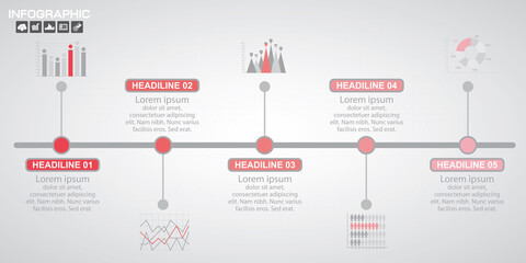 Timeline infographics design template with 7 options, process diagram, vector eps10 illustration