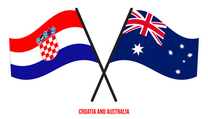 Croatia and Australia Flags Crossed And Waving Flat Style. Official Proportion. Correct Colors.