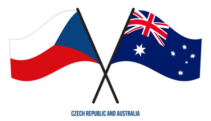 Czech Republic and Australia Flags Crossed Flat Style. Official Proportion. Correct Colors