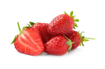 Delicious fresh ripe strawberries isolated on white