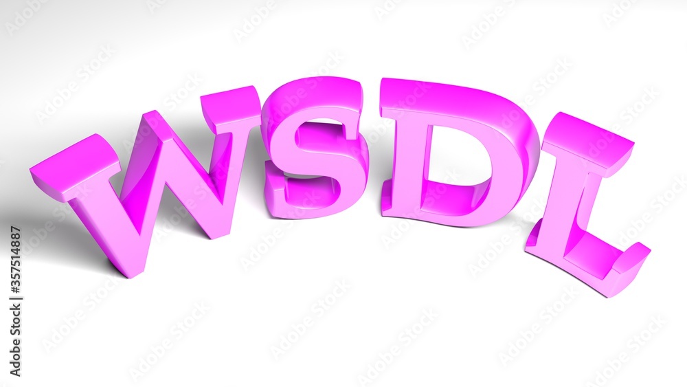 Poster wsdl pink bent write on white background - 3d rendering illustration