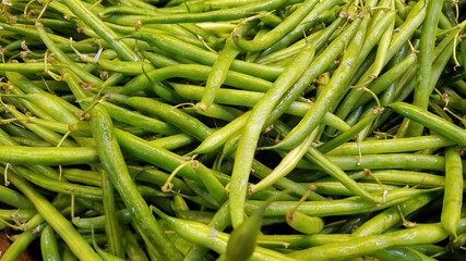 Fresh green beans in farmer market