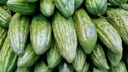 Close up of bitter melon/ bitter gourd/ bitter squash in fresh market