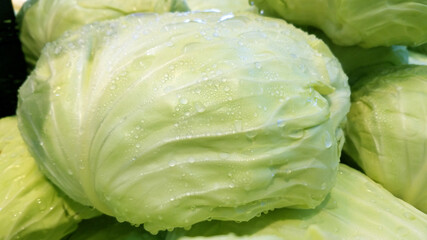 Close up of organic cabbage in grocery stores