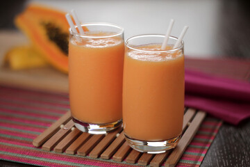 refreshing papaya juice with carrot