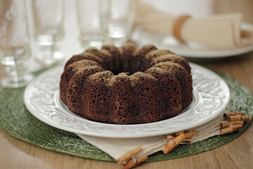 tasty cocoa cake with wholemeal flour chocolate