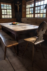 Ancient black forest dining table