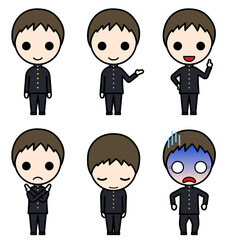 Various poses of junior high school school boy in winter uniform