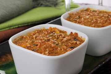 pumpkin kebab with linseed in the oven