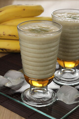 delicious banana and matcha milkshake