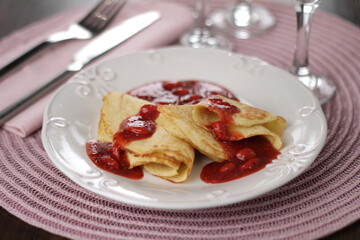 pancake with goji berry jam
