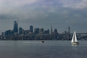San Francisco Skyline and sailboats on SF Bay from 2016