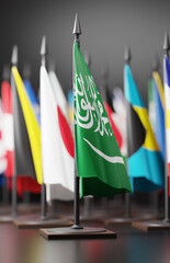 SAUDI National Colors, SAUDI ARABIA National Flag (3D Render)
