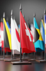 SWITZERLAND National Colors, SWISS National Flag (3D Render)
