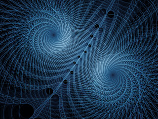 Blue Fractal Geometry background made of very fine lines 