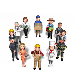 A worker from a bird's eye view created by 3d rendering. White background
