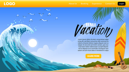 landing page design of beach vacation