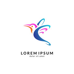 Bird logo vector, simple flat design style, modern flying bird icon/symbol