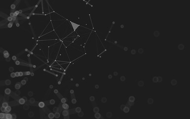 Abstract background. Molecules technology with polygonal shapes, connecting dots and lines. Connection structure. Big data visualization.