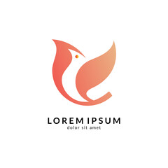 Bird logo vector, simple flat design style, modern flying bird icon/symbol