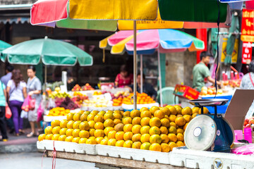 fruit and vegetables on street shop stall 