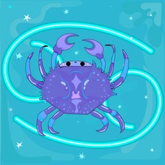space crab cancer zodiac sign horoscope illustration
