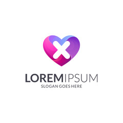 Love Letter X Logo Design with Colorful Style