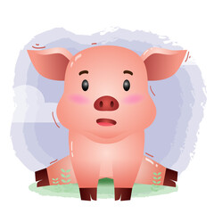 cute little pig in the children's style. cute cartoon little pig vector illustration