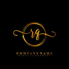 Initial Letter RQ Signature Handwriting and Elegant Logo Design Vector